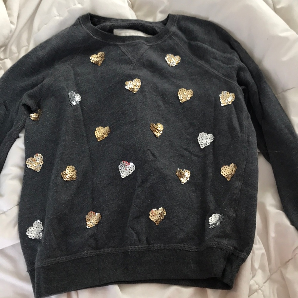 Abercrombie sequin heart crew neck
